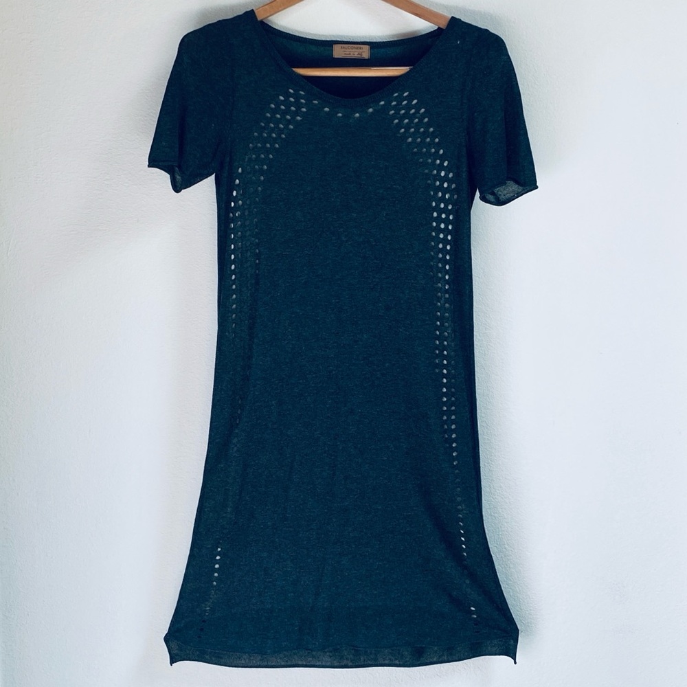 Italian Designer Falconeri Gray  Short Sleeve Knit Dress